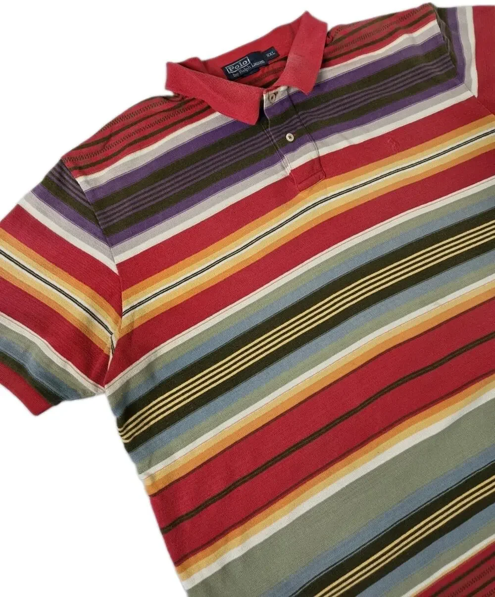 vtg 90s Polo Ralph Lauren Polo Shirt XXL Southwest Multi Striped Short Sleeve